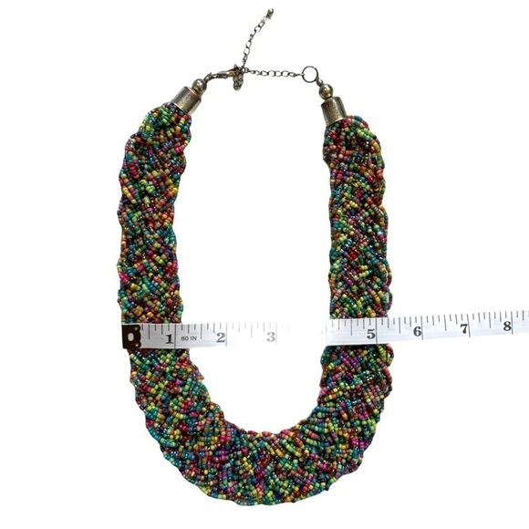 Multicolored Colorful Rainbow Bead Beaded Statement Fashion Necklace - Picture 8 of 14